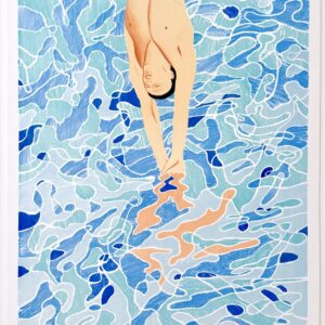 Color lithograph by David Hockney titled "Munich Olympics, Swimmer", 1972, hand-signed and numbered 63/200