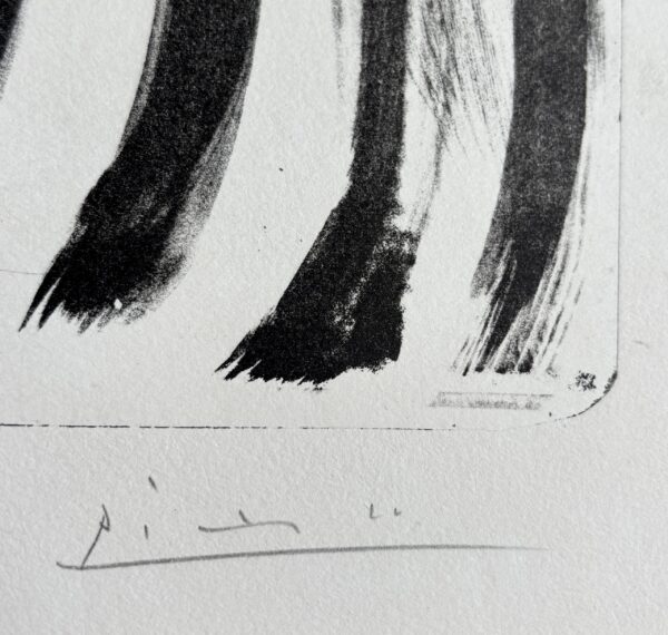 Close-up of Pablo Picasso Tête de jeune fille 1949 signature in pencil