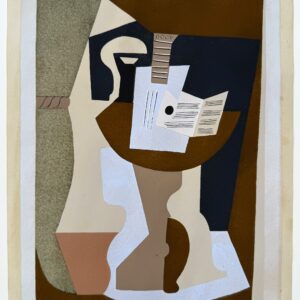 Guéridon avec guitare et partition